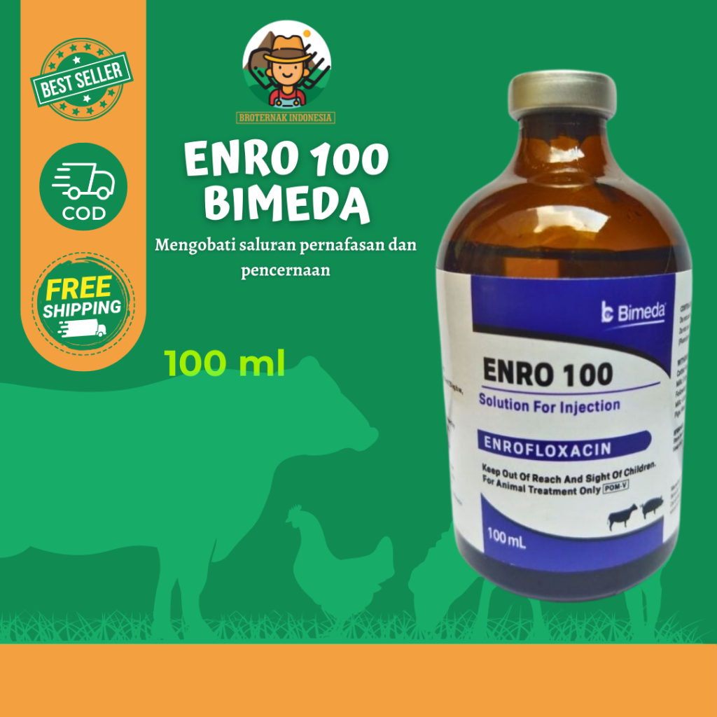 Enro 100 Bimeda 100 ml - Enrofloxacin Ternak - Enro 100ml Untuk Hewan Ternak 100ml