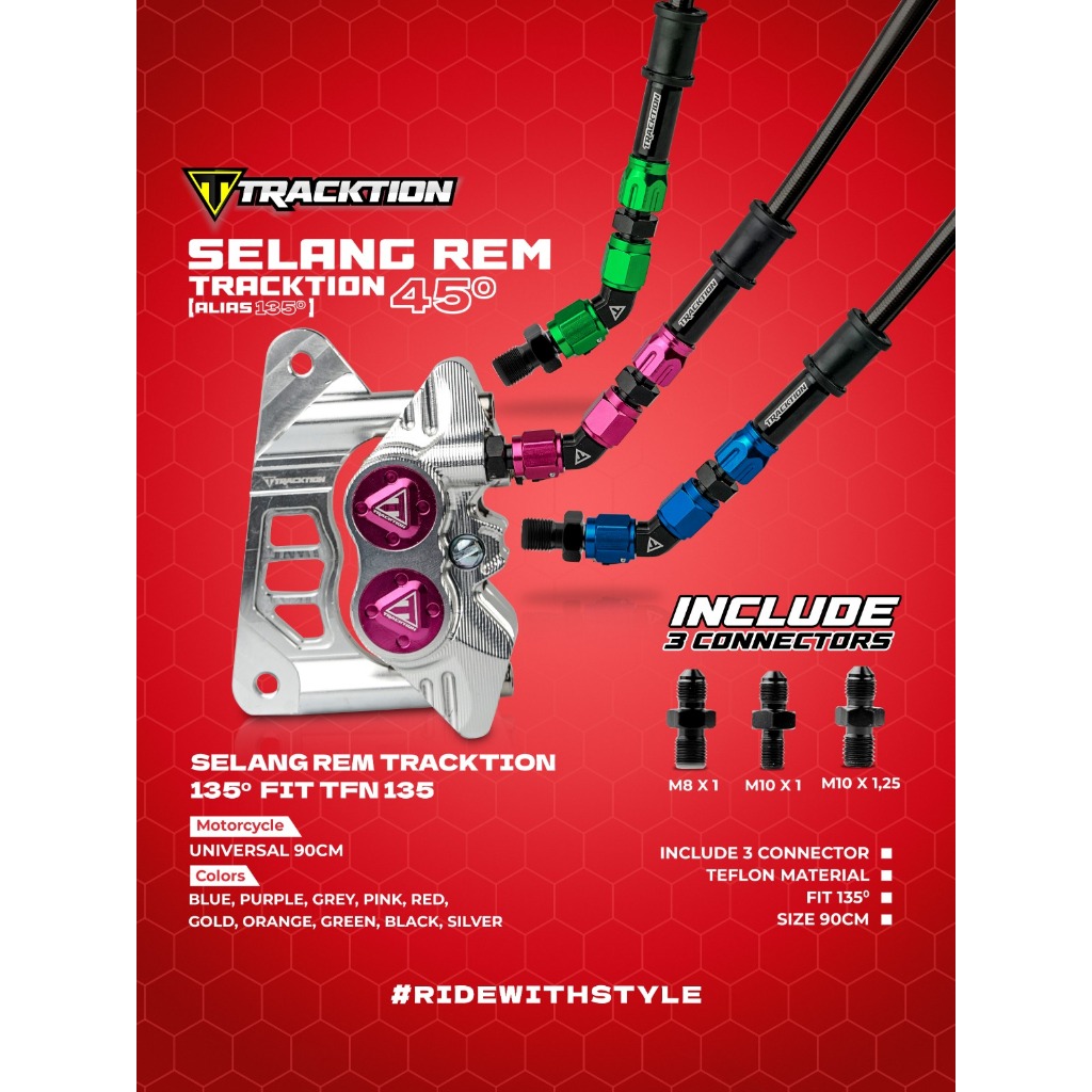 Selang Rem Tracktion FIT 45° TFN 90 Cm  Universal