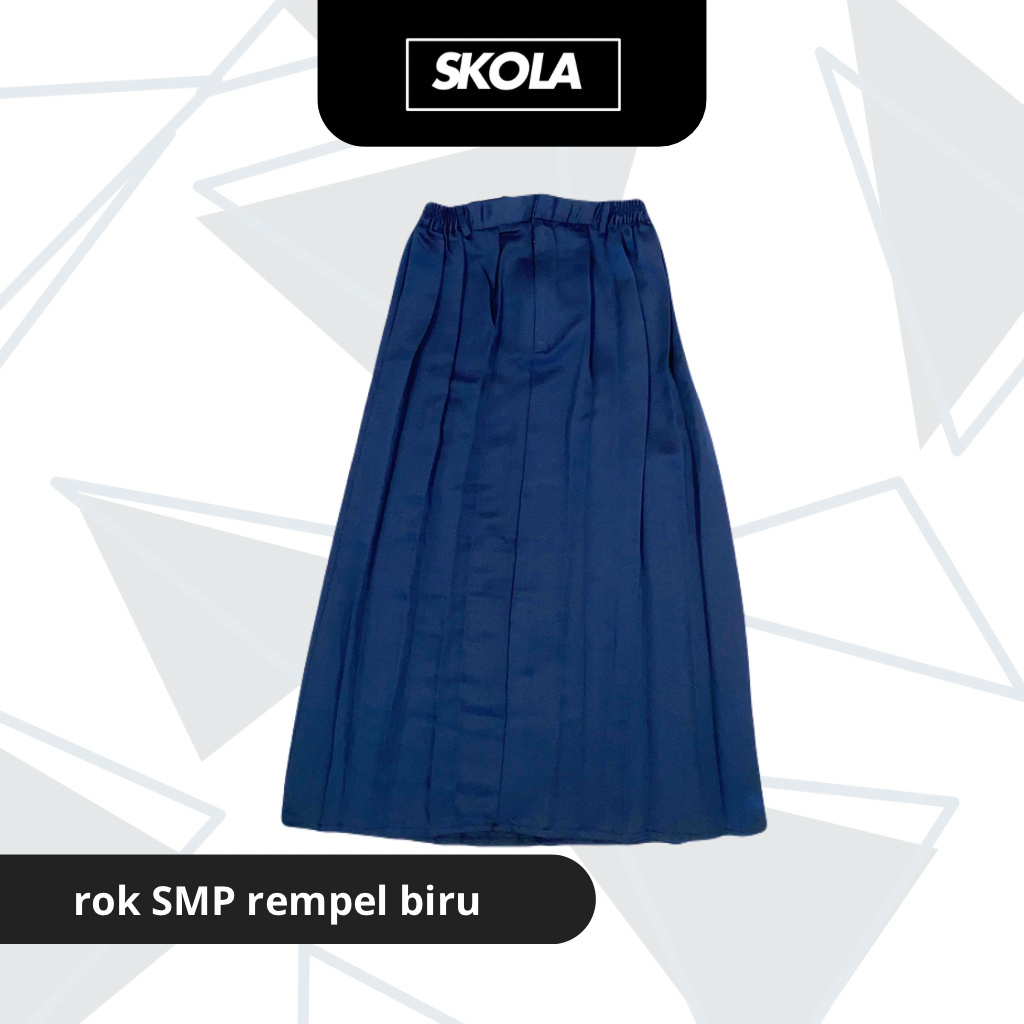 SKOLA Seragam Sekolah Rok Biru Rempel SMP Panjang Bahan Elemen