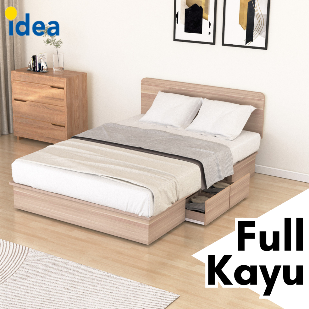 IDEA Iowa - Ranjang Dipan Kayu Rangka Tempat Tidur Divan Putih Modern Minimalis 140 x 200