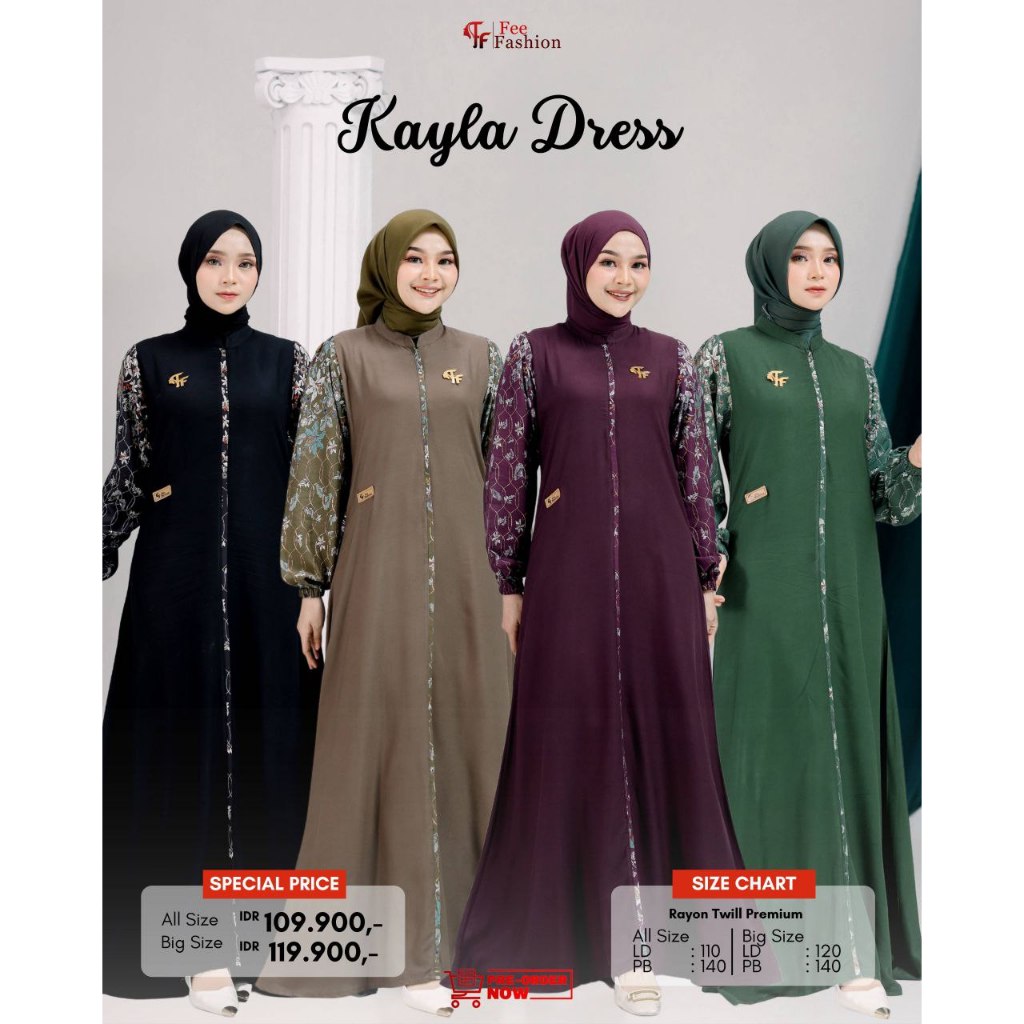 GAMIS KAYLA DRESS BY FEE FASHION MATT RAYON PREMIUM TERLARIS BISA COD ✔️