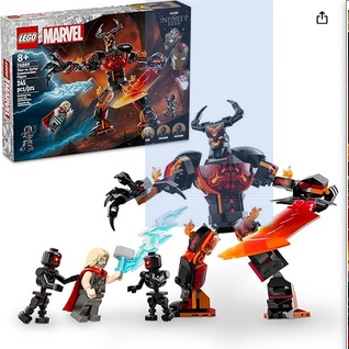 LEGO Marvel Thor vs. Surtur Construction Figure, Buildable Thor Super Hero Toy for Kids, Marvel Acti