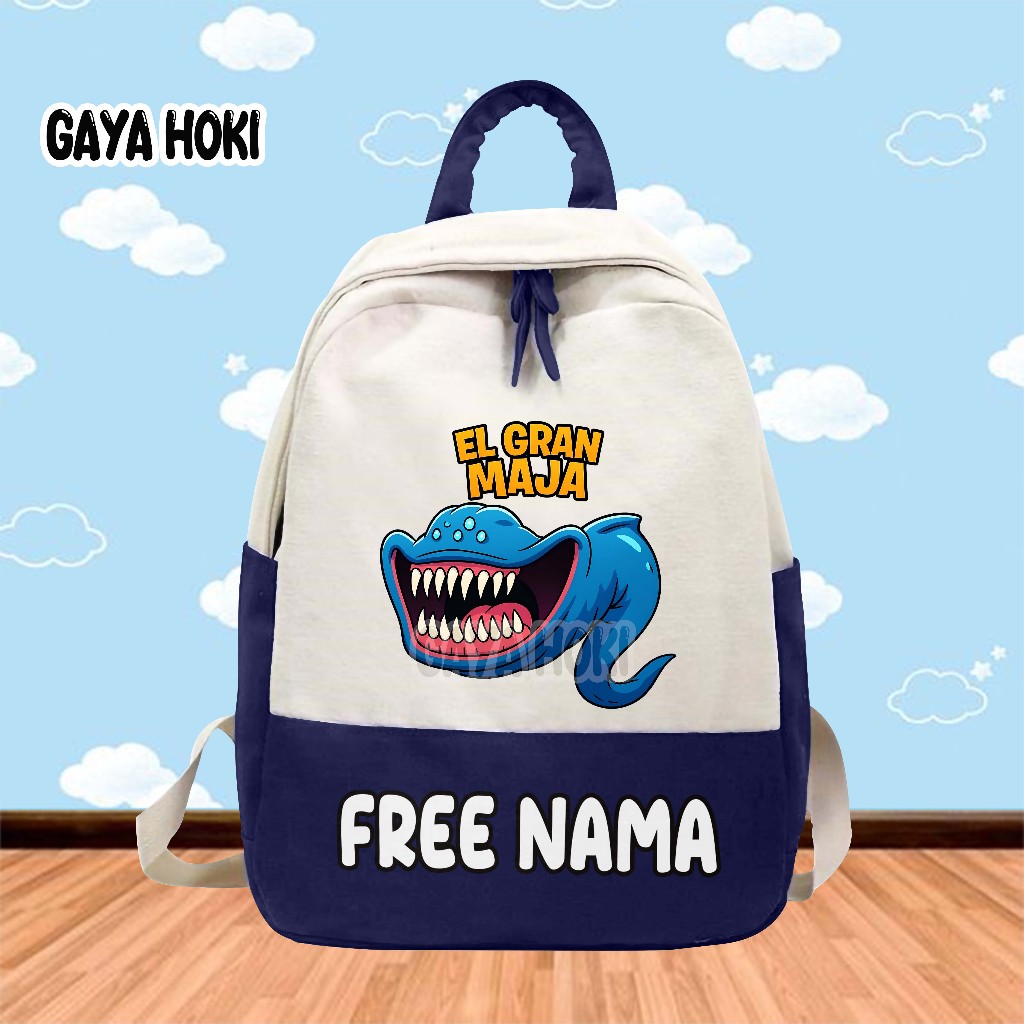 [FREE NAMA] Tas Ransel Tas Anak Sekolah TK/SD Gambar Sea Monster El Gran Maja