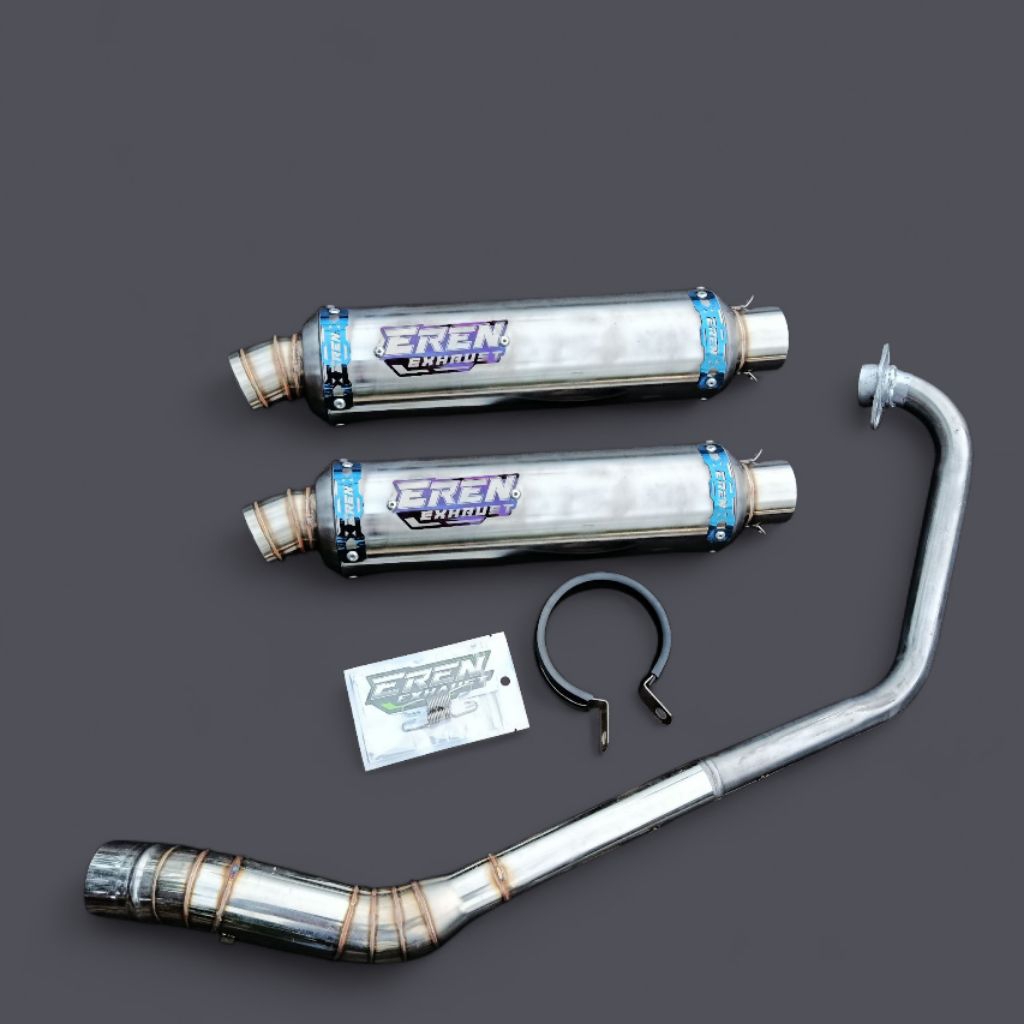 Knalpot racing eren exhaust model dos buat motor Vixion Fu Sonic R15 Cbr150r Cb new Gsx150 Mt15 dll