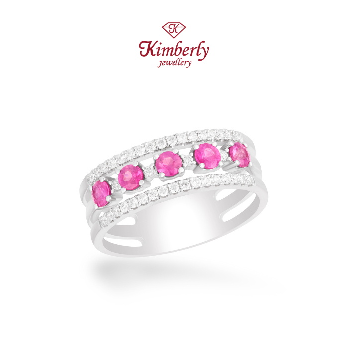 Cincin Berlian Listring Batu Pink Sapphire KLR1265798 - Kimberly Jewellery