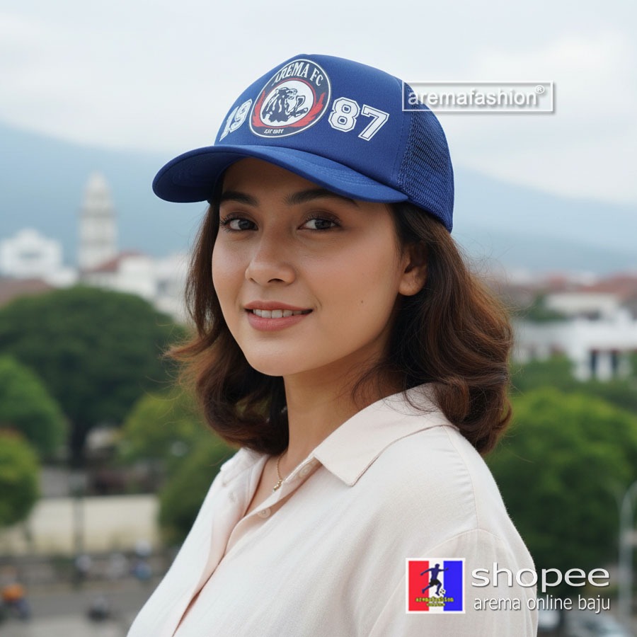 TOPI AREMA LOGO SINGA BIRU 1987- aremafashion online baju