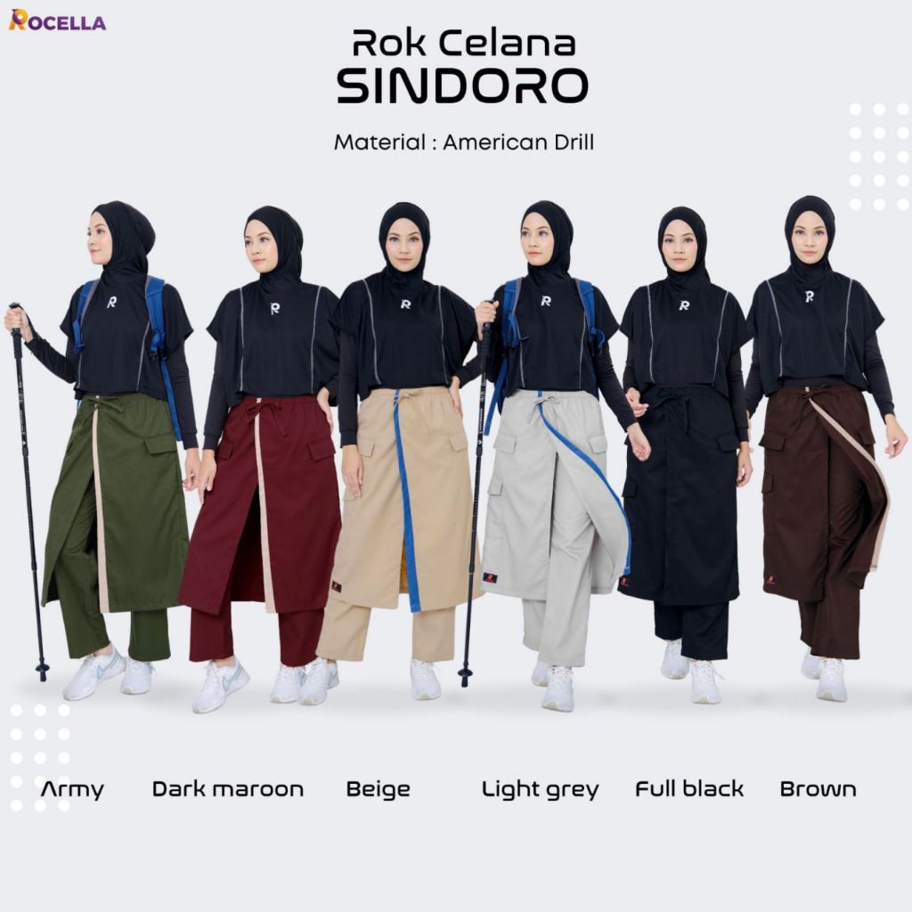 SINDORO - Rok celana olahraga wanita muslimah sport syari hiking outfit Rocella
