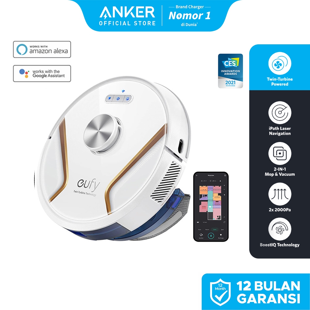 Eufy by Anker X8 Hybrid Robot Vacuum and Mop Cleaner with iPath Laser Navigation Twin-Turbine Techno