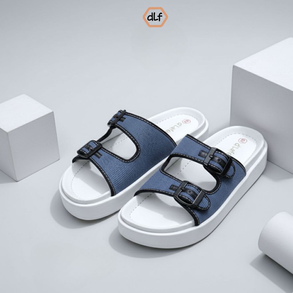 Sandal d'Lafeet Platfrom wanita Jocellyn Jeans Sendal Perempuan