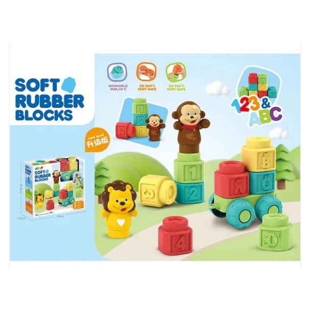 Mainan Susun Balok JDLT Soft Rubber DIY Blocks Set Edukasi Anak Huruf dan Angka Belajar dan Bermain