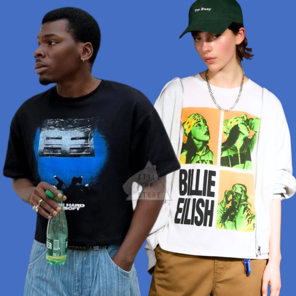 [ STYLEUPSTORE ] BERSHKA Oversize Boxy Fit Unisex Tshirt - Kaos Billie Eilish