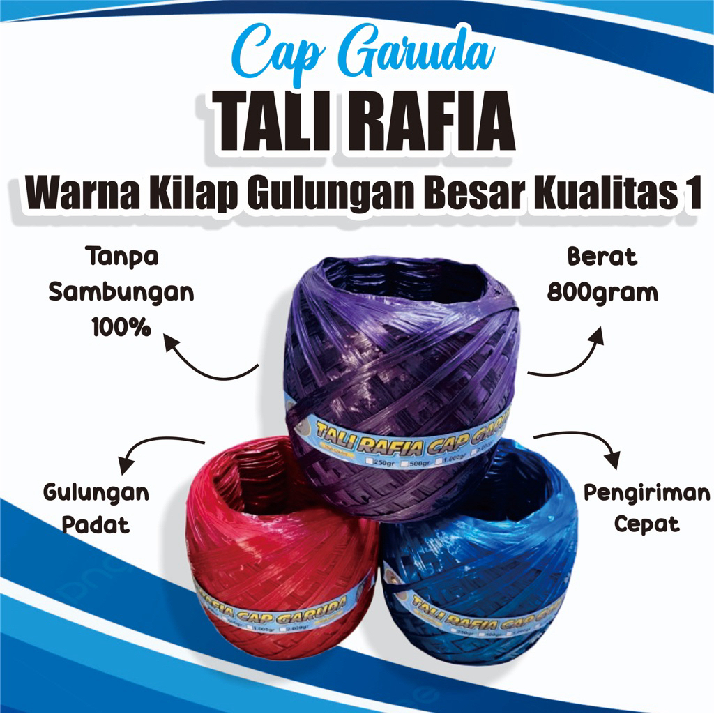 Tali rafia warna kilap gulungan besar