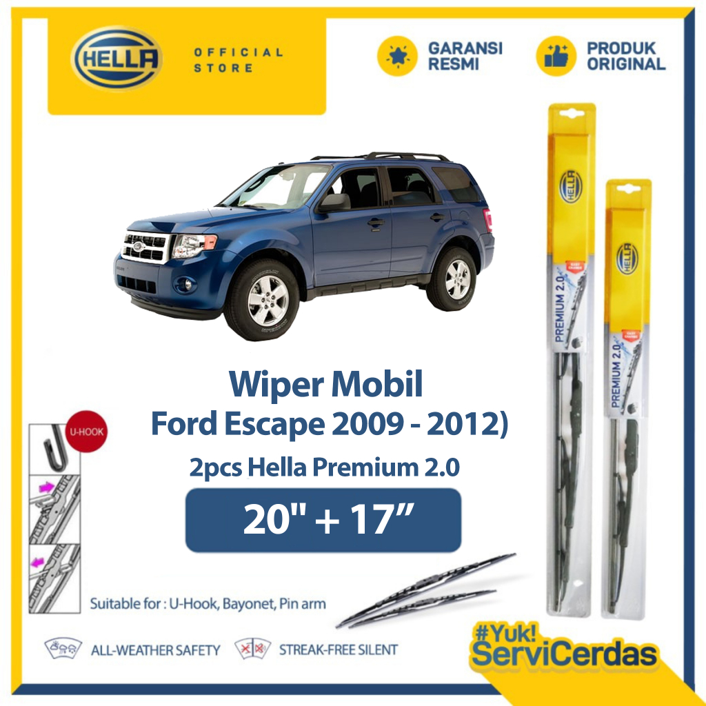 Wiper Mobil FORD Escape 2009 - 2012 20" + 17" (2pcs) - HELLA Premium 2.0