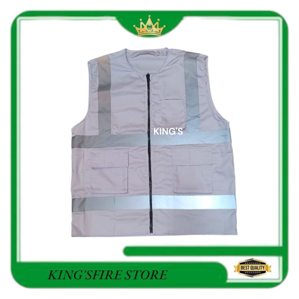 Rompi safety bahan drill premium- rompi proyek- safety vest warna putih