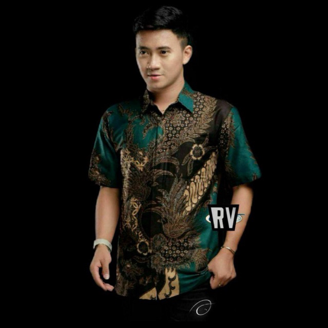 Kemeja Batik Pria Lengan Pendek Premium MHS Hijau