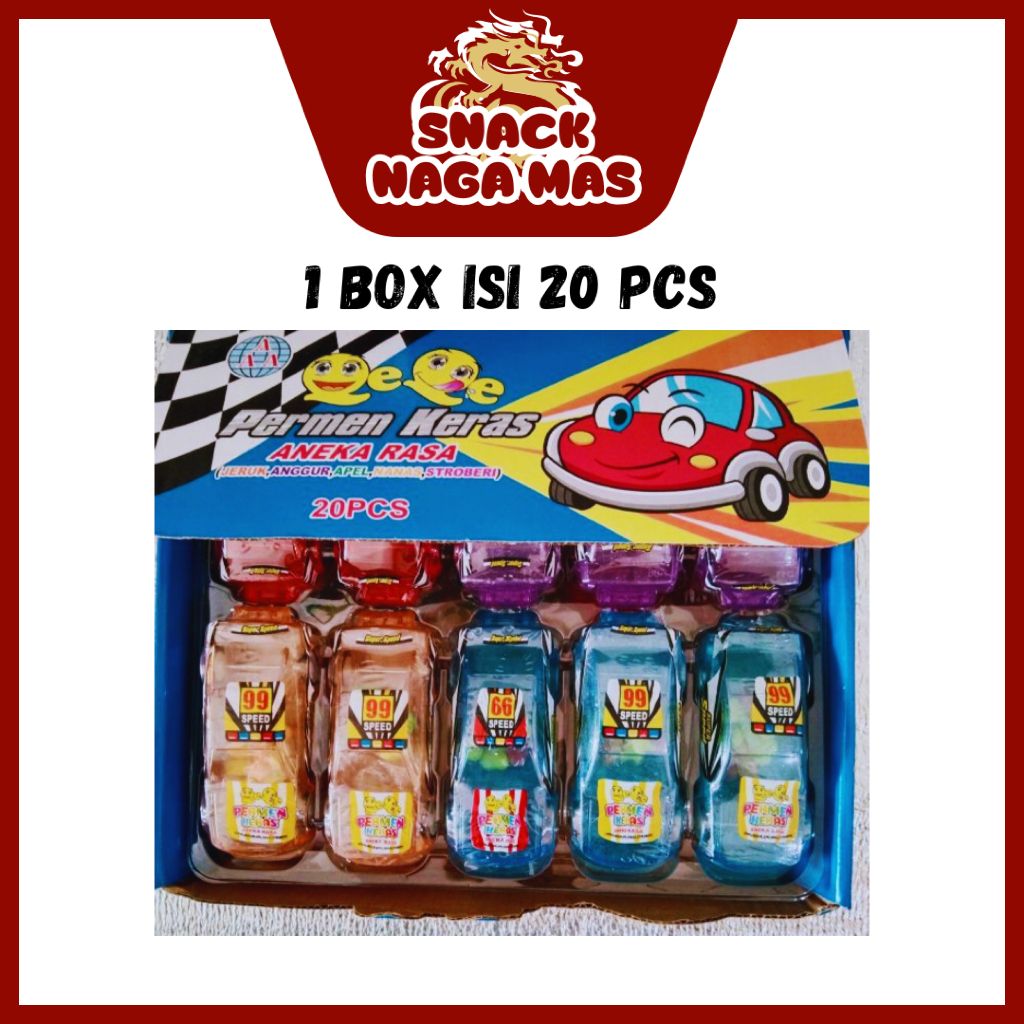 Nyimas_Pawom Qeqe Permen Keras Aneka Rasa Bentuk Mobil Balap [1 Box Isi 20 Pcs]