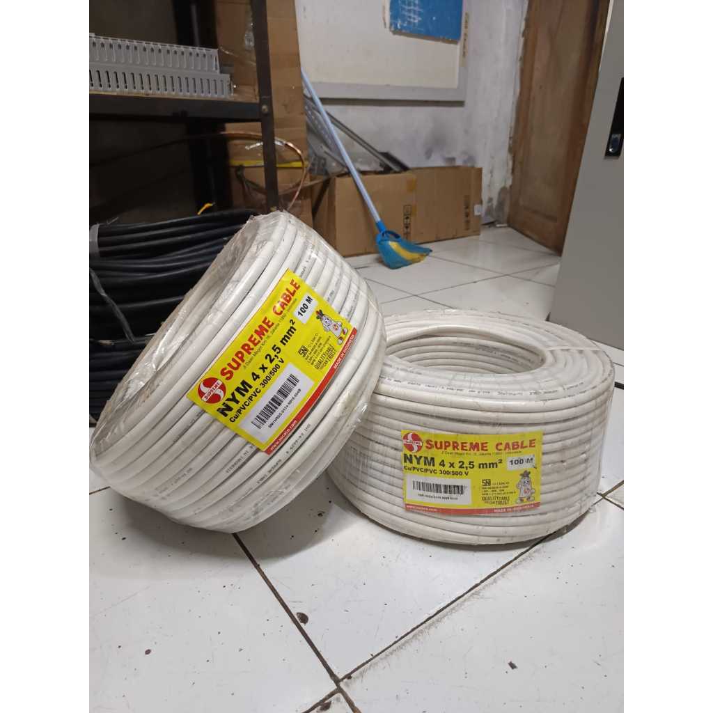 Kabel Nym 4x2,5 supreme Putih/Kabel Listrik Nym 4x2,5 supreme Putih 100mtr Per Rol