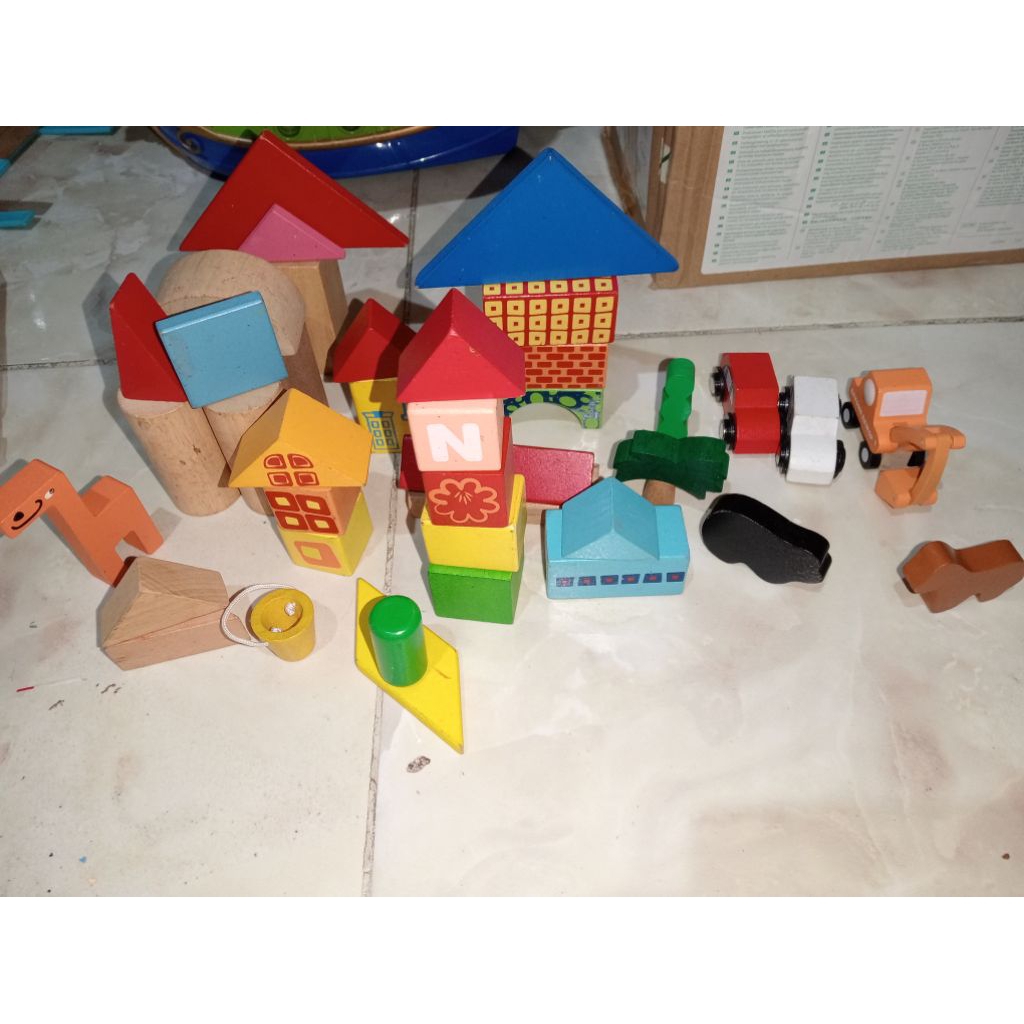 mainan kayu susun preloved