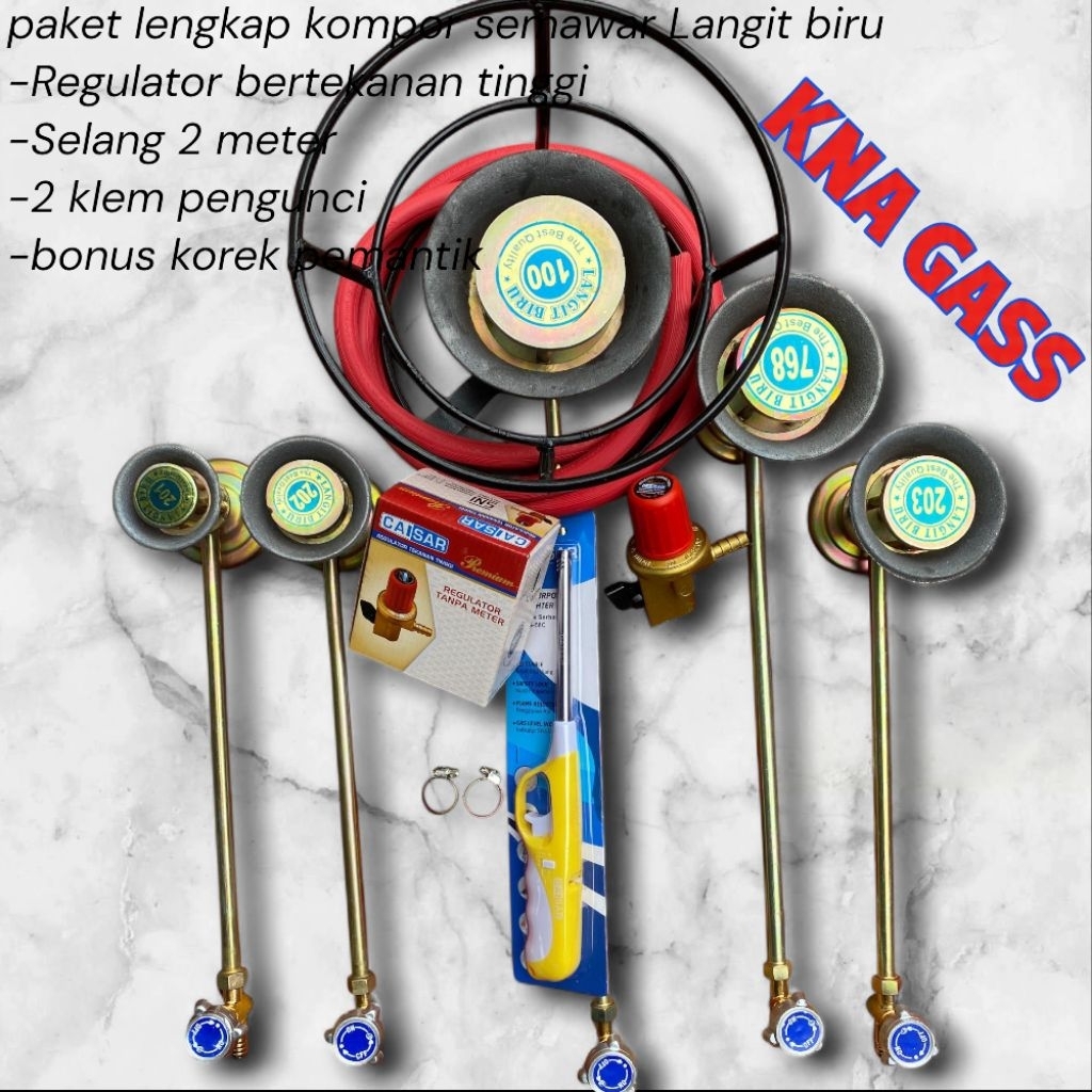 KOMPOR SEMAWAR SET Paket Kompor Semawar 1 Set Lengkap dengan Regulator Tekanan Tinggi dan Selang, Ap