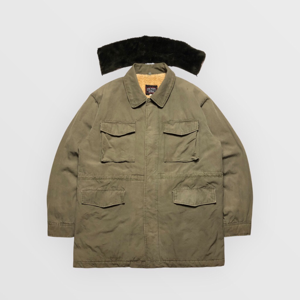 Top Mode Japan Made Field Parka Fleece Lined Warm Jacket Military Green