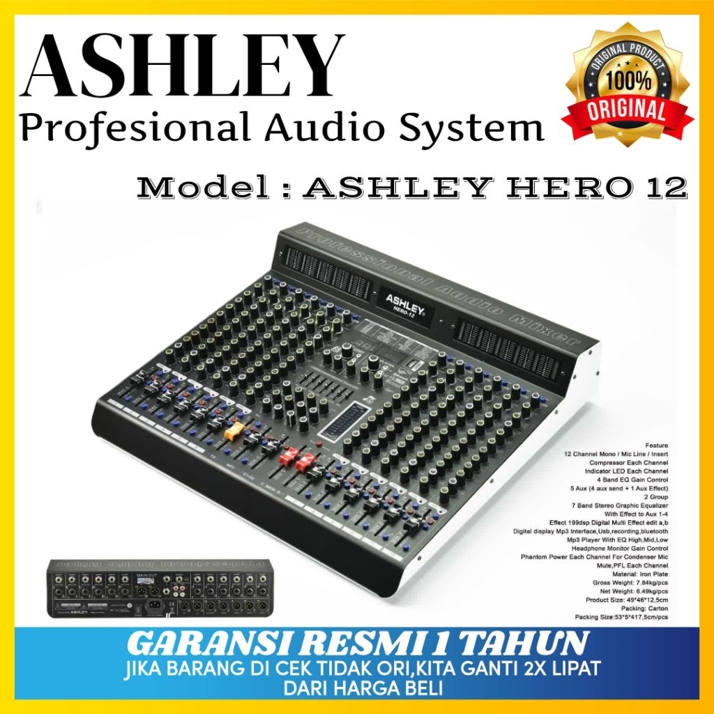 Mixer Ashley Hero 12 Original Mixer Ashley 12 Channel Bluetooth