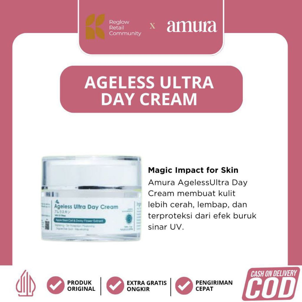 AGELEES ULTRA DAY CREAM | Day Cream Amura Ageless Ultra – Tabir Surya SPF, Lindungi & Cerahkan Kulit
