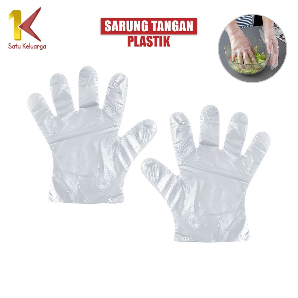 Satu Keluarga Sarung Tangan Plastik C127 100PCS (50PSG) Steril Sekali Pakai Hand Glove Dapur Transpa