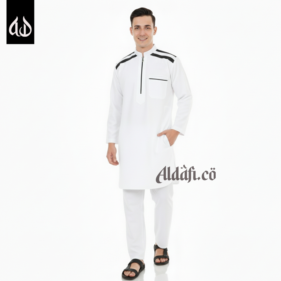 DSTORE - Setelan Baju dan Celana Koko Kurta Pakistan Muslim Pria Dewasa Lengan Panjang