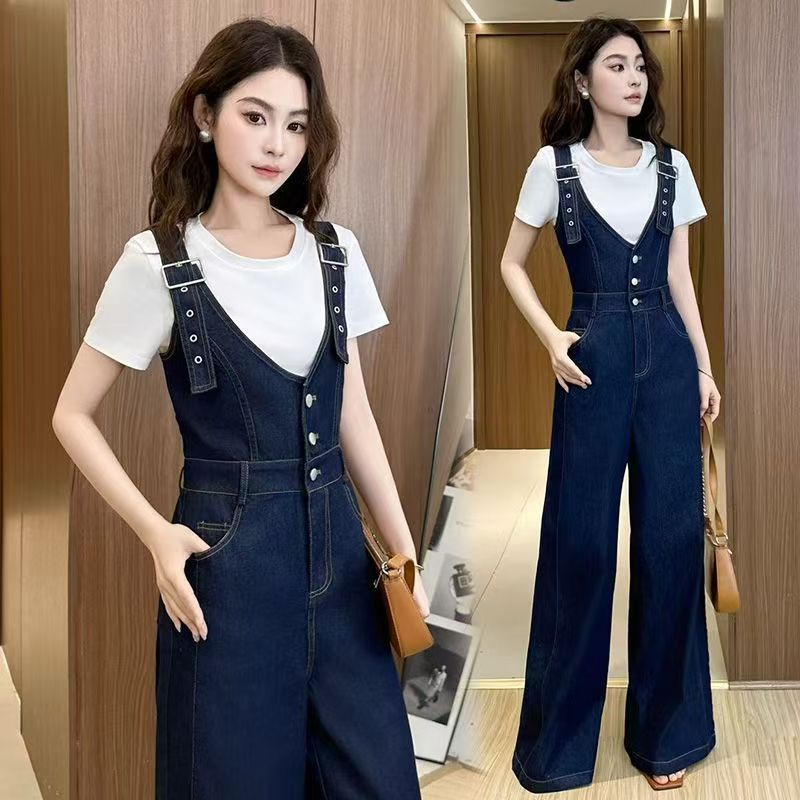 SSFW - Fashion Denim Overall Wanita High-Waisted Slim ||  Denim Kulot Wanita Modern Premium