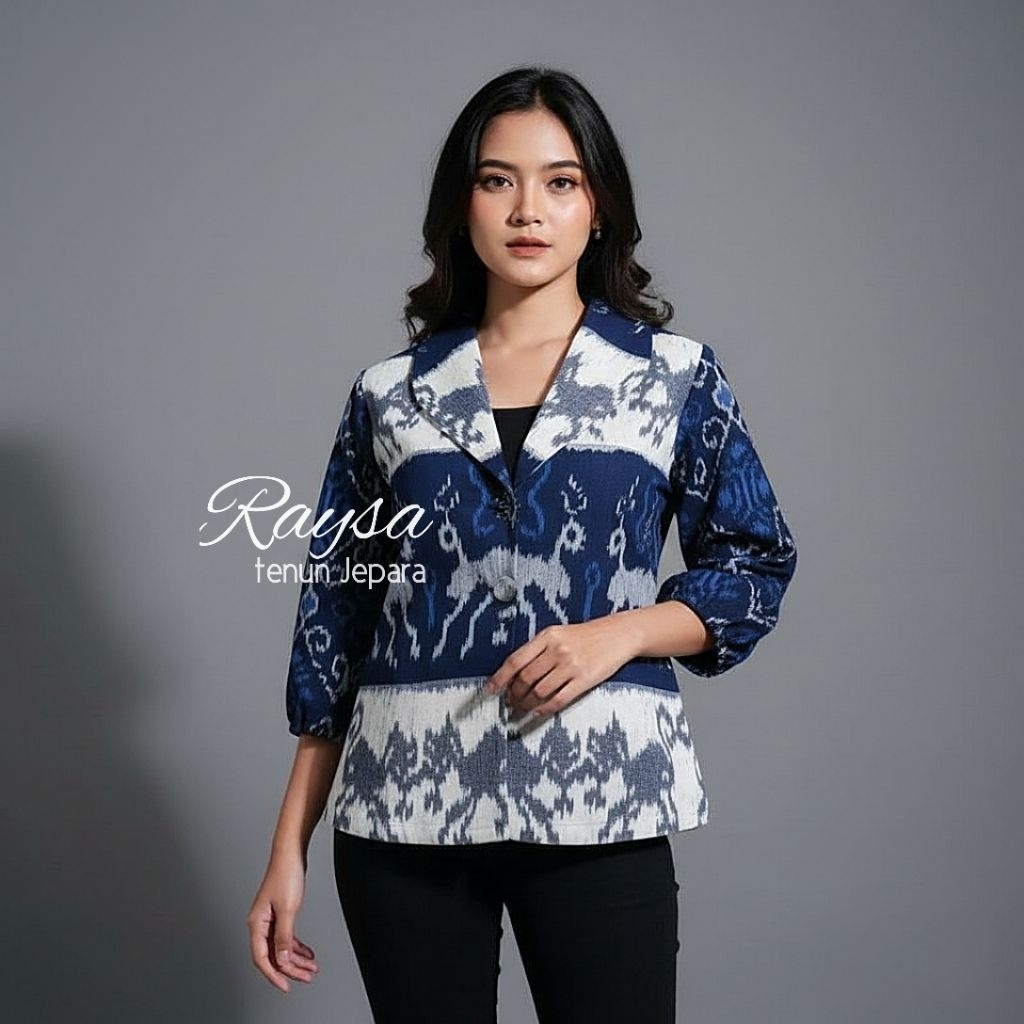 blazer wanita blazer tenun Jepara atasan tenun outer tenun blazer kantor blazer elegant couple blaze