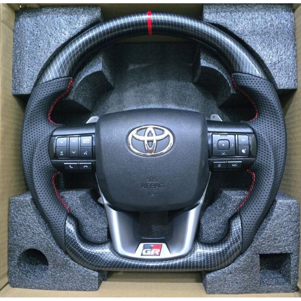 Stir carbon Toyota Fortuner lengkap paddle shift