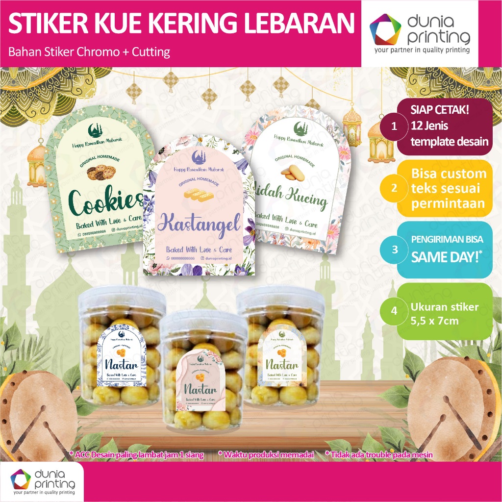 

[Isi 20pcs] stiker kemasan kue kering idul fitri / stiker kemasan kue lebaran / stiker cookies lebaran custom / stiker hampers lebaran