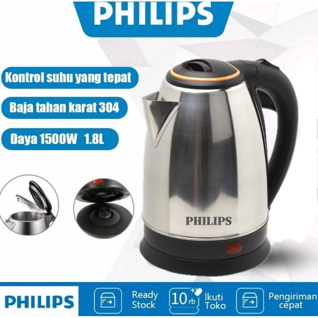 Teko Listrik Philips Stainless 2L Pemanas Cepat