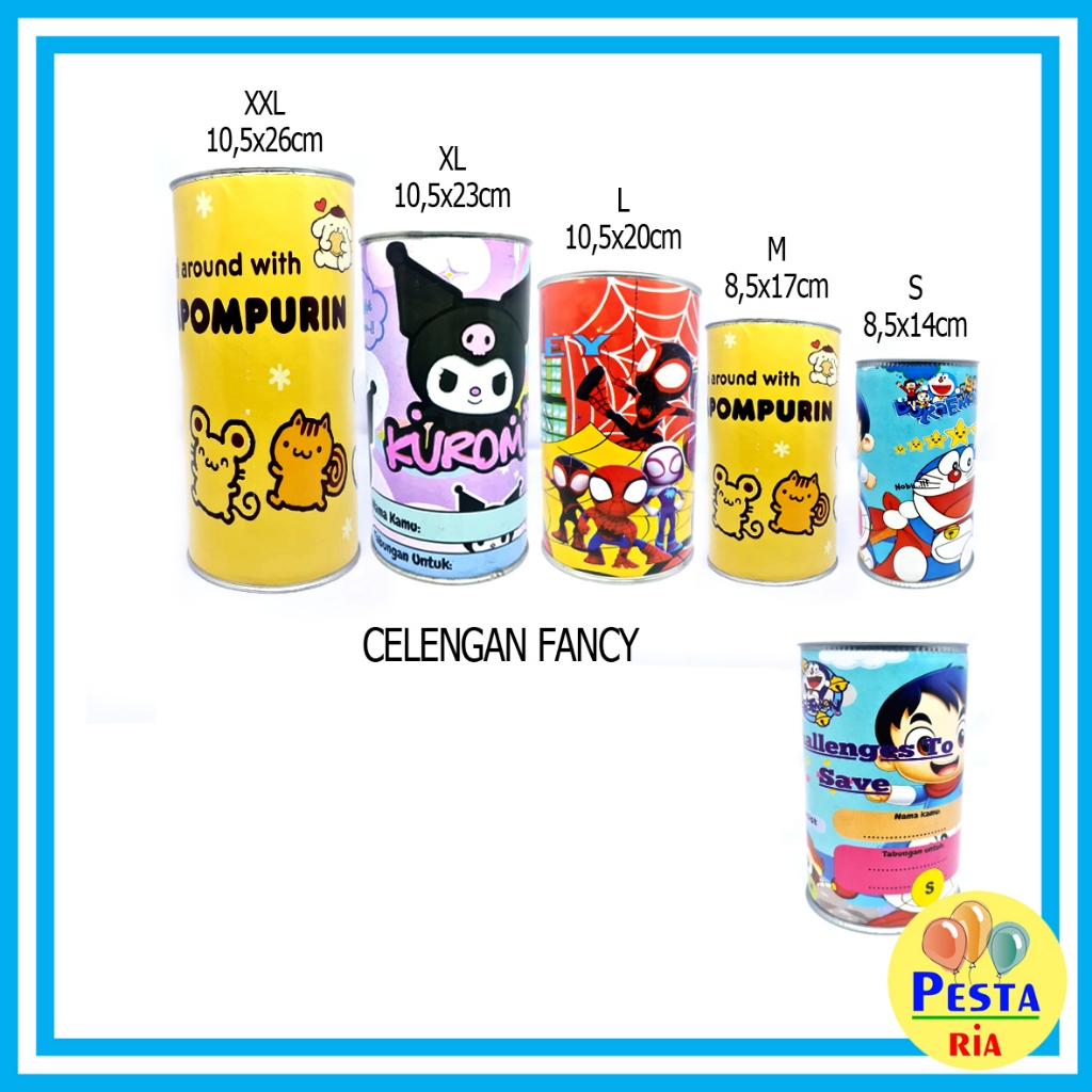 (UK M) CELENGAN KALENG, CELENGAN KARAKTER, CELENGAN KARAKTER BOY&GIRL, CELENGAN TABUNG KALENG