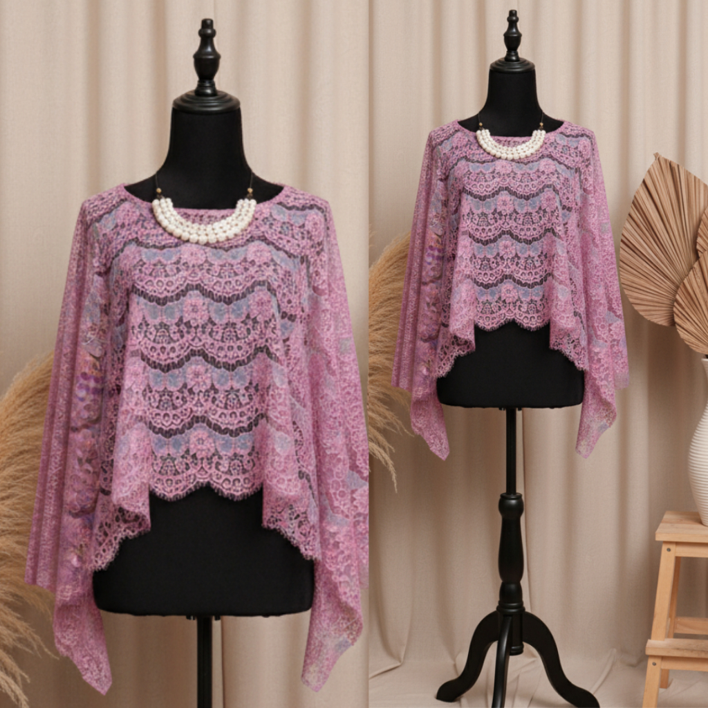 Kebaya Brokat Clasic PInk/Atasan Kebaya Cape Gliter Pink/Kebaya Modern Wanita Cantik
