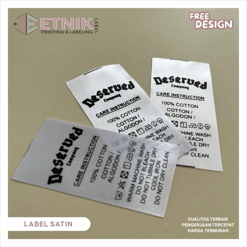 LABEL SATIN PUTIH MOQ 500 pcs,label satin,wash lanel,label washing,care label,label satin putih,labe