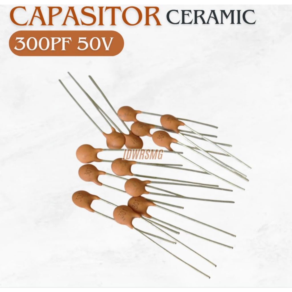 Capacitor Ceramic 300pf 300 pf 300PF Kapasitor Keramik 300P code 301 50v 50 v 50 volt pitch 3.5mm Y5