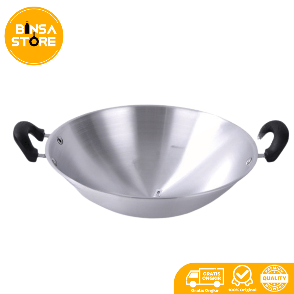 Wajan Wok Stainless Kuali Besar Wajan Penggorengan Restoran Kuat Tebal Tumis Goreng - W503