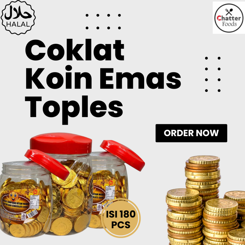 Coklat Koin Emas Isi 180/ Coklat Koin Kemasan Toples / Coklat Koin Emas 500Gr