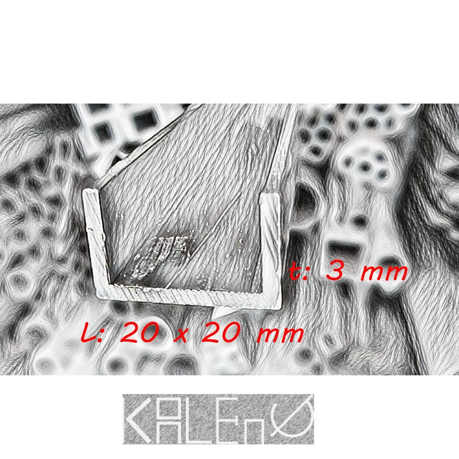 U Channel Aluminium 20 x 20 x 3 mm