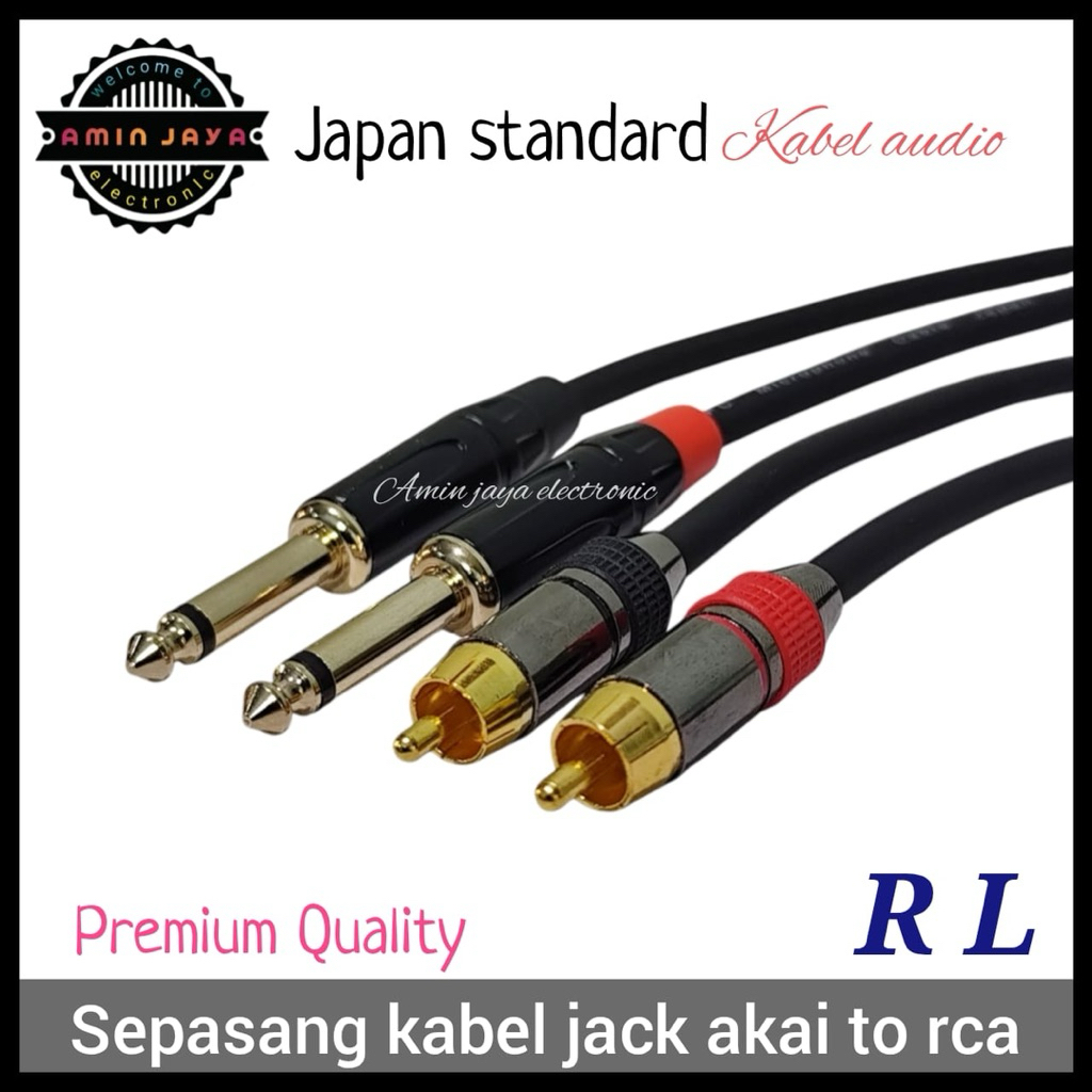 Kabel rca to akai / kabel jack akai to rca sepasang berkualitas