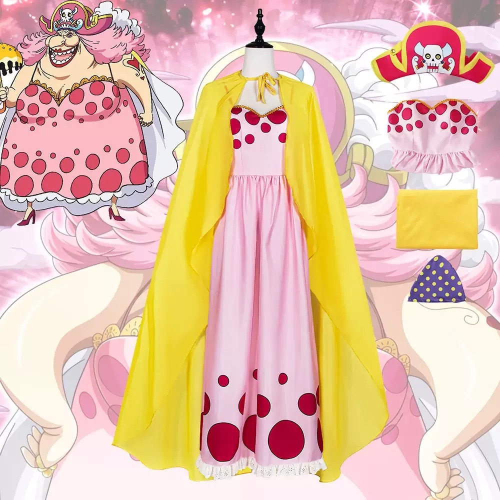 Anime Charlotte Linlin BIG MOM Cosplay Costume Totto Land Queen Soul-Soul Fruit Wig Dress Cloak Hat 
