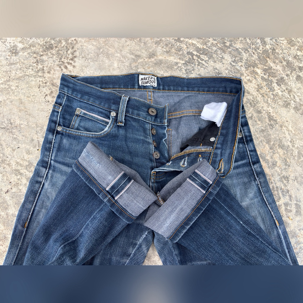 Size 29 Naked & Famous Denim Selvedge Celana Jeans Denim Second Branded