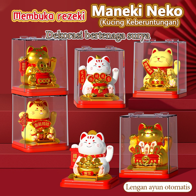 Kucing keberuntungan,Bertenaga surya,Ornamen kecil kreatif,Tangan melambai otomatis bertenaga surya 