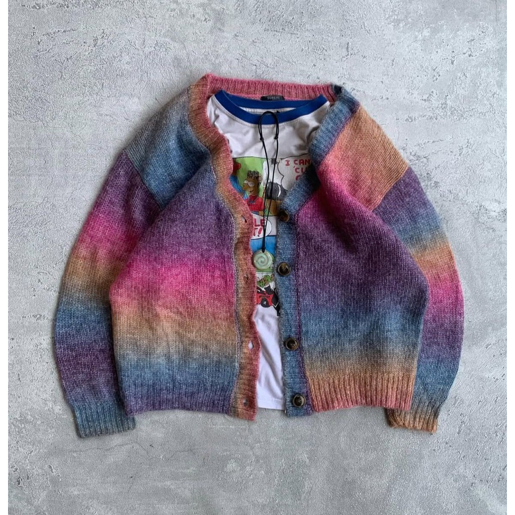 cardigan vintage gradient striped mohair patterned by Sureve