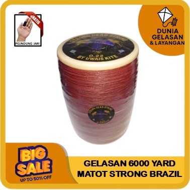 Gelasan Senar Matot Strong String Brazil 0.22 Bahan Putih 60000 Yard Tarik Jepret Layangan