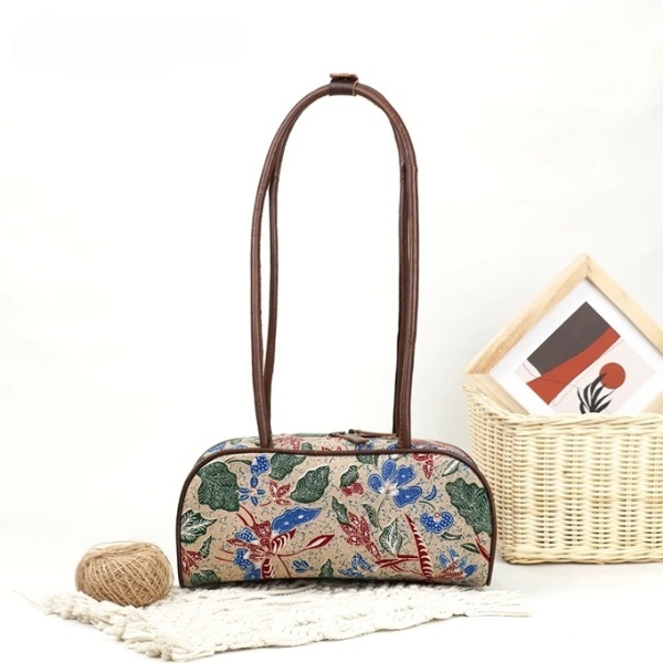 Mleding Tas tangan jinjing Batik Handmade Vintage Style Kombinasi Kulit Sapi Asli Cocok untuk casual