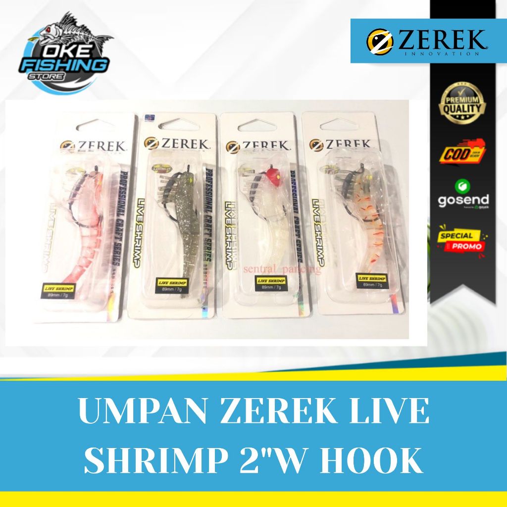 Umpan Pancing Zerek Live Shrimp 2" with Hook – Soft Lure Udang Realistis