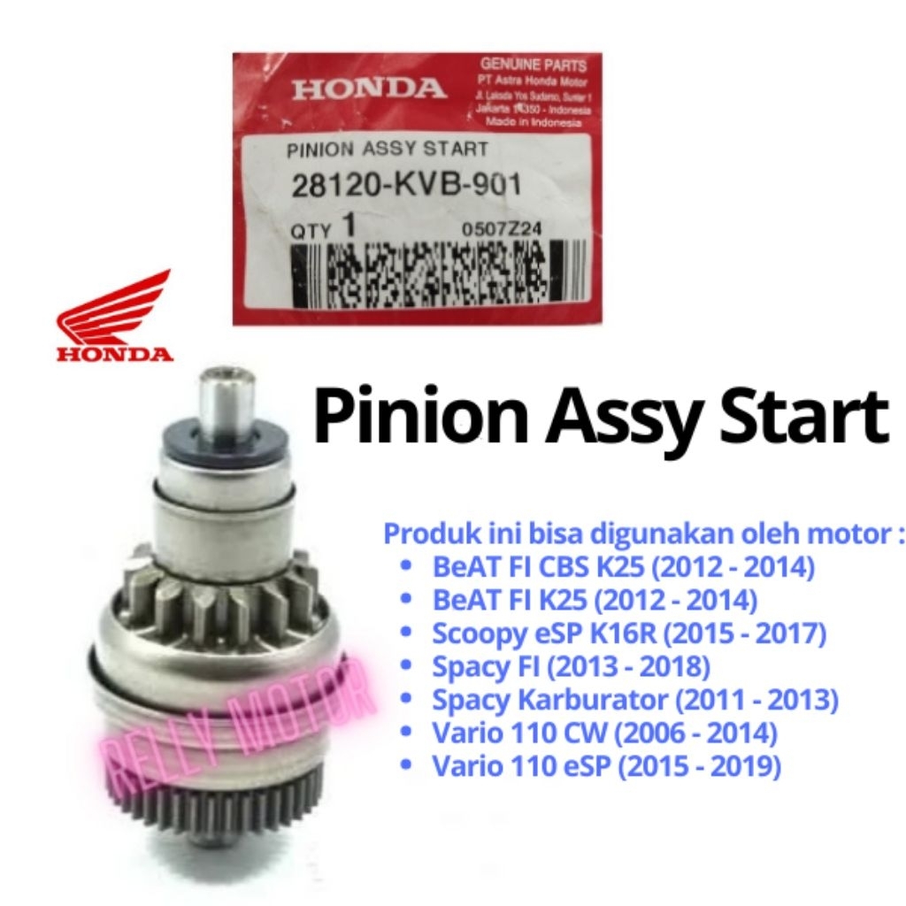 [AHM] Pinion Assy Start, Gigi Pinion Honda BEAT/SCOOPY KARBU, BEAT/SCOOPY FI STATER KASAR, VARIO 110