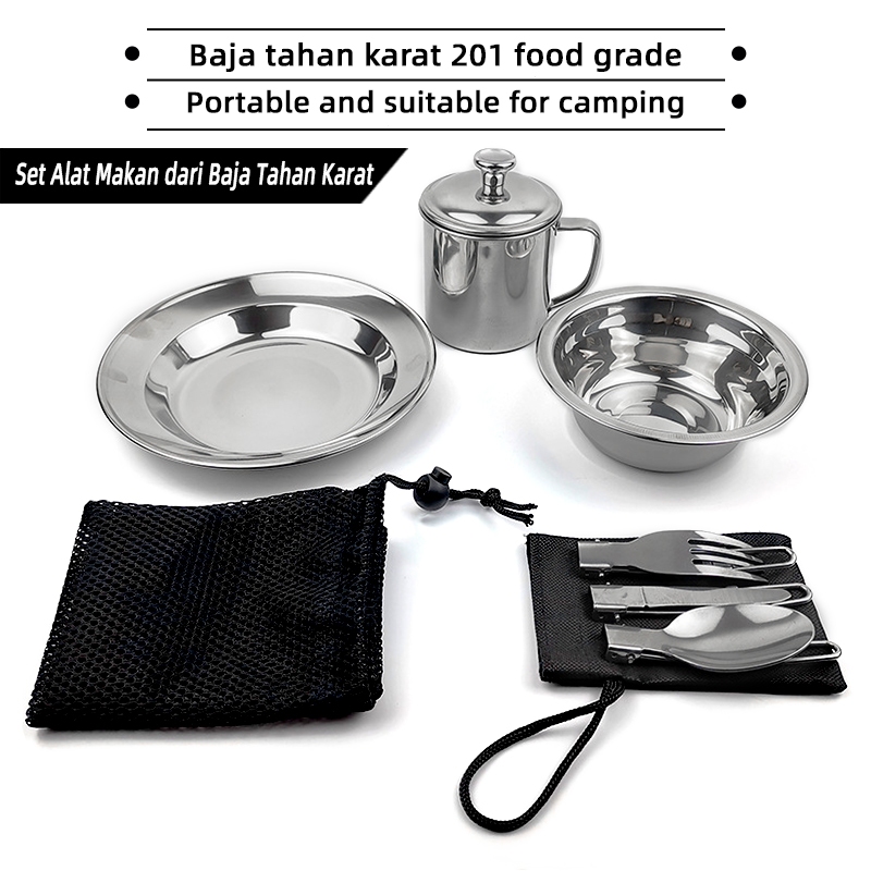 Set Alat Makan Camping / Outdoor Aluminium Lengkap - Tableware Camping